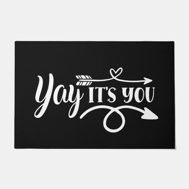 ウェルカムドアマットヤイットユー白黒 ドアマット (正面)