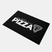 ウェルカムドアマットユービアベッターハブピザ白黒 ドアマット (アングル)