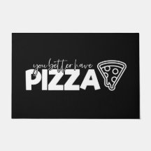 ウェルカムドアマットユービアベッターハブピザ白黒