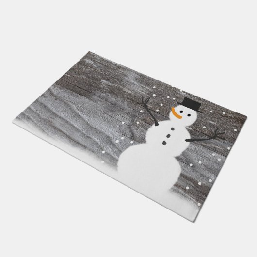 ウェルカムドア素朴なクリスマス雪だるま ドアマット (アングル)