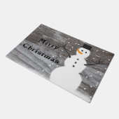 ウェルカムドア素朴な陽気なクリスマス雪だるま ドアマット (アングル)