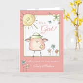 ウェルカムド娘 – 名前をカスタムするベビーおめでとう カード (黄色い花)