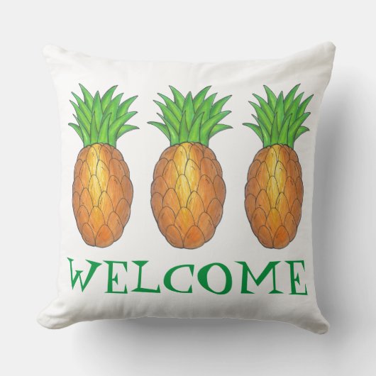 ウェルカムニューホーム引っ越し祝いパーティーパイナップルハワイ クッション (正面)