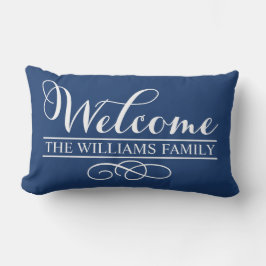 ウェルカムネイビーカスタムルの姓 ランバークッション