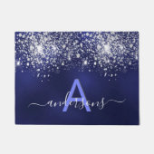 ウェルカムネイビーブルーグリッターファミリーモノグラム ドアマット (正面)