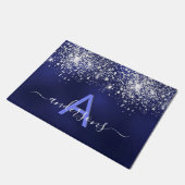 ウェルカムネイビーブルーグリッターファミリーモノグラム ドアマット (アングル)