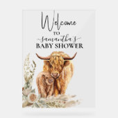 ウェルカムハイランド牛ふくらはぎ赤ちゃんシャワーボホ アクリルサイン (正面)