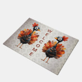 ウェルカムハッピーサンクスギビングカラフルベビートルコ ドアマット (アングル)