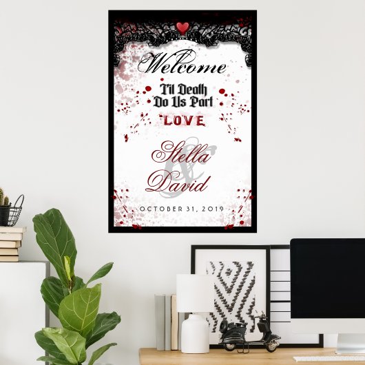 ウェルカムハロウィン結婚のポスター血（ばちゃばちゃ）跳ねる ポスター (ホームオフィス)