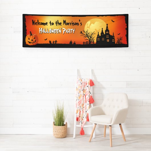 ウェルカムハローウィンパーティ不気味ハ幽霊のよく出るウス 横断幕 (インサイチュ)