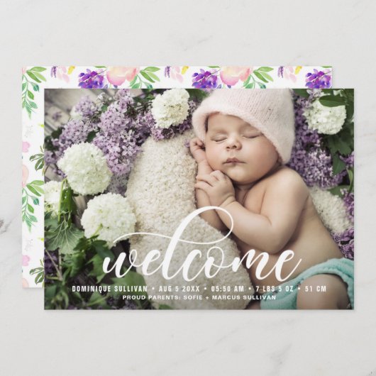 ウェルカムハンドレターフォト誕生のお知らせ 案内状 (正面/裏面)