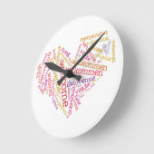 ウェルカムハート（多言語）ウォールクロック ラウンド壁時計 (傾斜)