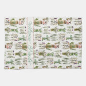 ウェルカムハーブとティーポットキッチンディッシュタオル キッチンタオル (横)