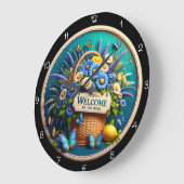 ウェルカムバスケットバタフライウォールクロック ラージ壁時計 (傾斜)