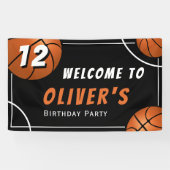 ウェルカムバスケットボールスポーツ子供の誕生日パーティー 横断幕 (横)