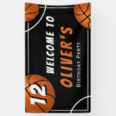 ウェルカムバスケットボールスポーツ子供の誕生日パーティー 横断幕 (縦)