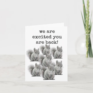 ウェルカムバックカード、かわいいリス カード
