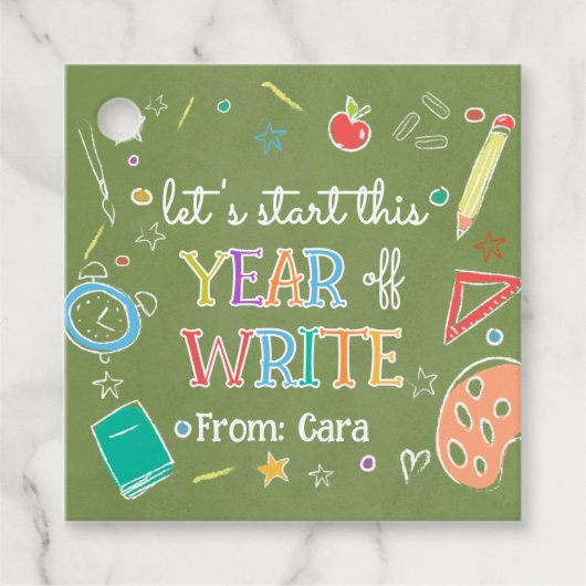 ウェルカムバックスクールイヤー新学期メッセージカード フェイバータグ (正面)