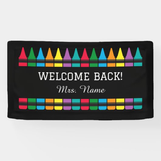 ウェルカムバックスクール先生クレヨン 横断幕 (横)