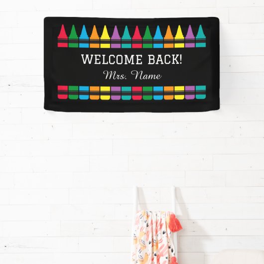 ウェルカムバックスクール先生クレヨン 横断幕 (インサイチュ)