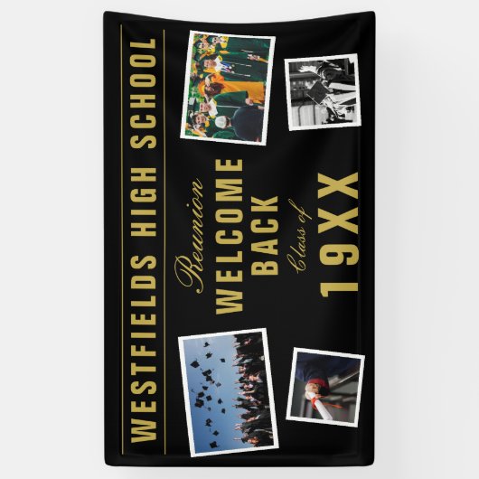 ウェルカムバックスクール懇親会4枚フォトコラージュ 横断幕 (縦)