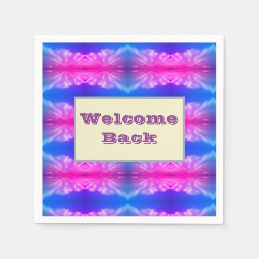 ウェルカムバックネオンタイダイ模様お祝い スタンダードカクテルナプキン (正面)
