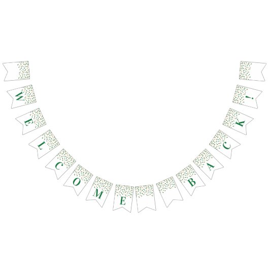 ウェルカムバックバナーグリーン金ゴールド紙吹雪 バンティングフラッグ (全)