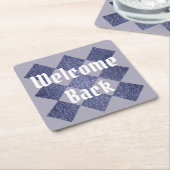 ウェルカムバックビジネスモザイクブルーダイヤモンド従業員 スクエアペーパーコースター (アングル)