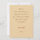 ウェルカムバックブラウンフクロウ先生招待状 招待状 (裏面)