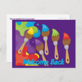 ウェルカムバックペイントブラシプライマリカラーカスタム 案内ポストカード (正面/裏面)