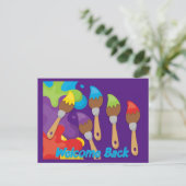 ウェルカムバックペイントブラシプライマリカラーカスタム 案内ポストカード (スタンド正面)