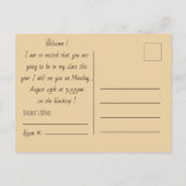 ウェルカムバック先生フクロウ茶色はがき ポストカード (裏面)