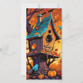 ウェルカムバック先生秋バードハウススクールハウス カード (裏面)