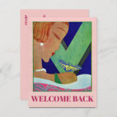 ウェルカムバック、バタフライ、ヴィンテージスタイルはがき ポストカード (正面/裏面)