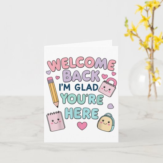 ウェルカムバックIm嬉しいこちら新学期Te カード (黄色い花)