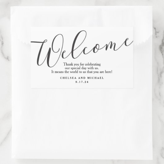 ウェルカムバッグ結婚ステッカー 長方形シール (バッグ)