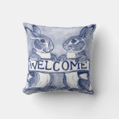 ウェルカムバニーラビットポーチデコールブルー&ホワイト アウトドアクッション (正面)