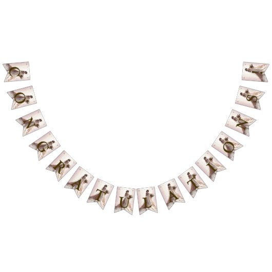 ウェルカムバラウィンターウェディングブライトゴールデンハート バンティングフラッグ (全)