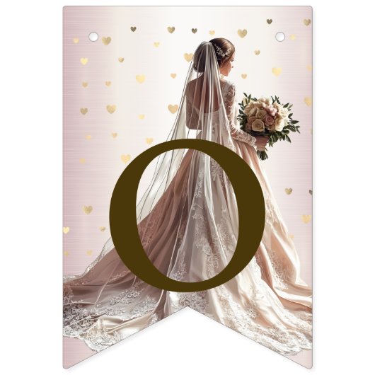 ウェルカムバラウィンターウェディングブライトゴールデンハート バンティングフラッグ (第2の旗)