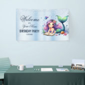 ウェルカムバースデーパーティーウォーターカラーマーメイドシーライフ 横断幕 (トレードショー)