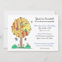 ウェルカムバードハウスツリー引っ越し祝いパーティー招待状 招待状