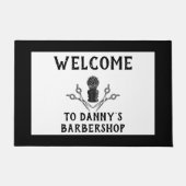 ウェルカムバーバーショップヘアクールスモールビジネス ドアマット (正面)