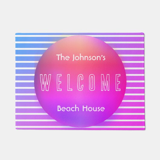 ウェルカムパーソナライズされたビーチハウス ドアマット (正面)