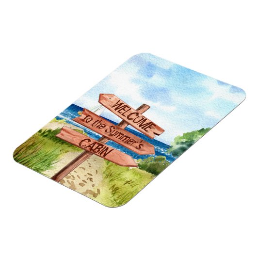 ウェルカムパーソナライズされたビーチランドスケープキャビンクルーズ マグネット (左側)