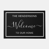 ウェルカムパーソナライズされたブラック ドアマット (正面)