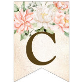 ウェルカムパーティーウォーターカラーピーチホワイトフラワー バンティングフラッグ (第1の旗)