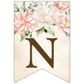 ウェルカムパーティーウォーターカラーピーチホワイトフラワー バンティングフラッグ (第3の旗)