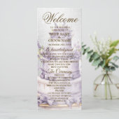ウェルカムパーティーケーキラベンダーフローラエレガントな結婚式 プログラム (スタンド正面)