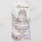 ウェルカムパーティーケーキラベンダーフローラエレガントな結婚式 プログラム (正面/裏面)