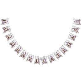 ウェルカムパーティーケーキラベンダーフローラ水彩 バンティングフラッグ